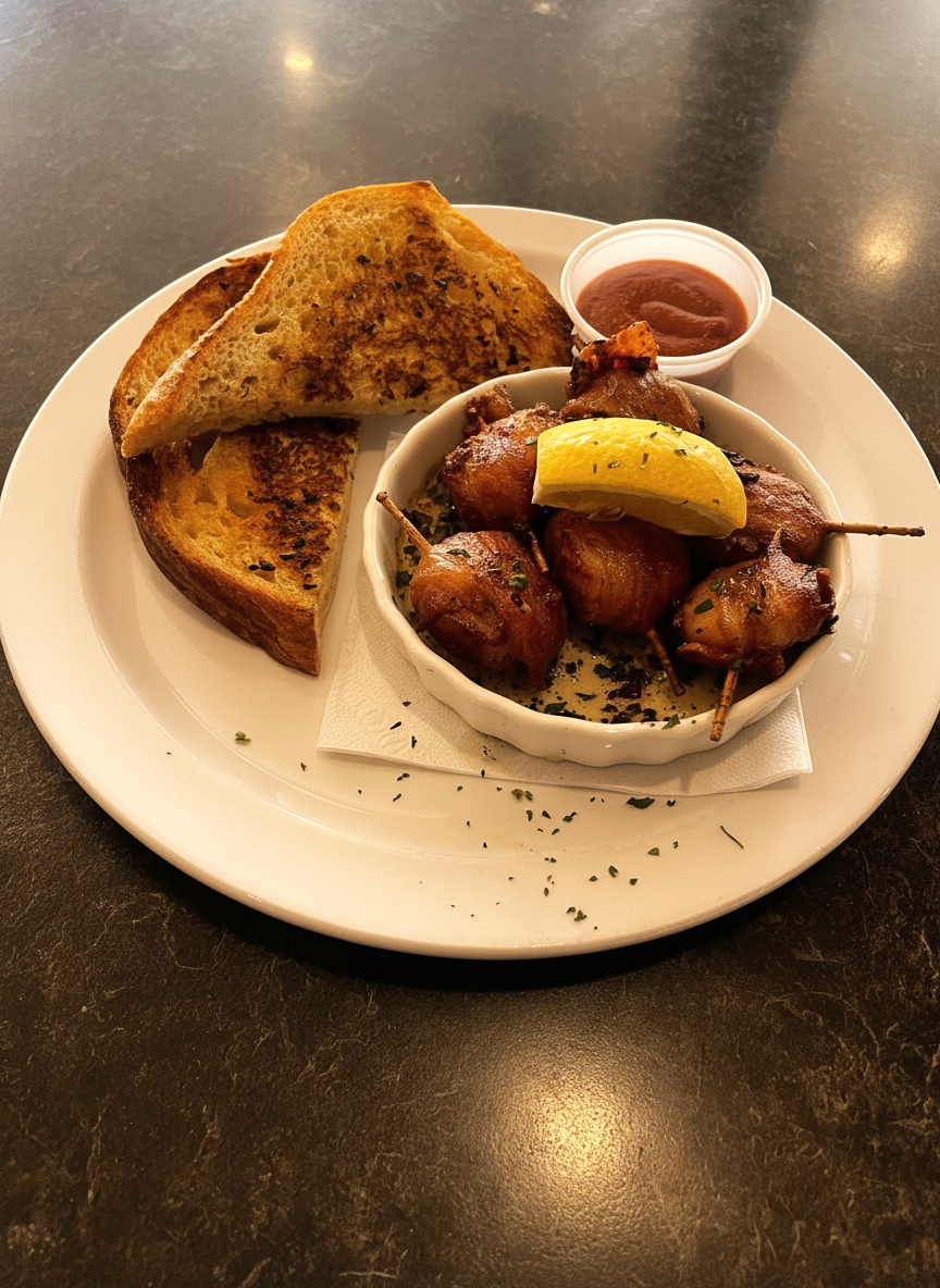 Bacon-wrapped appetizer skewers at Gus' Bar & Grill